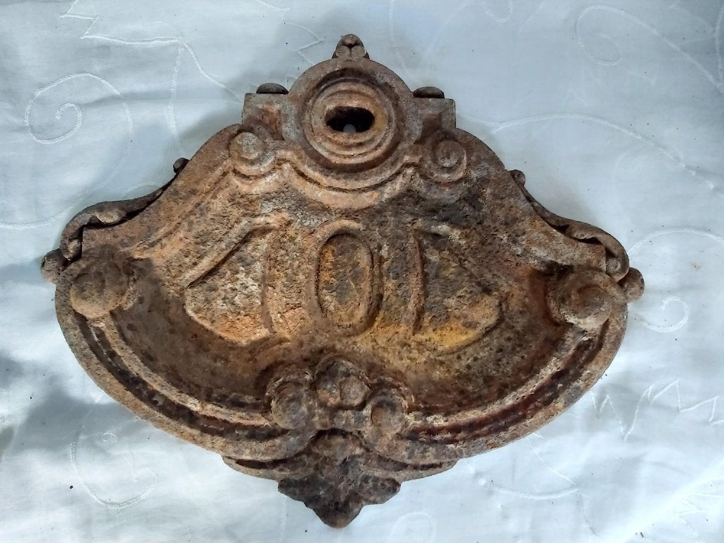 Decoratief oud zwaar gietijzeren ornament, Antiek en Kunst, Ophalen of Verzenden