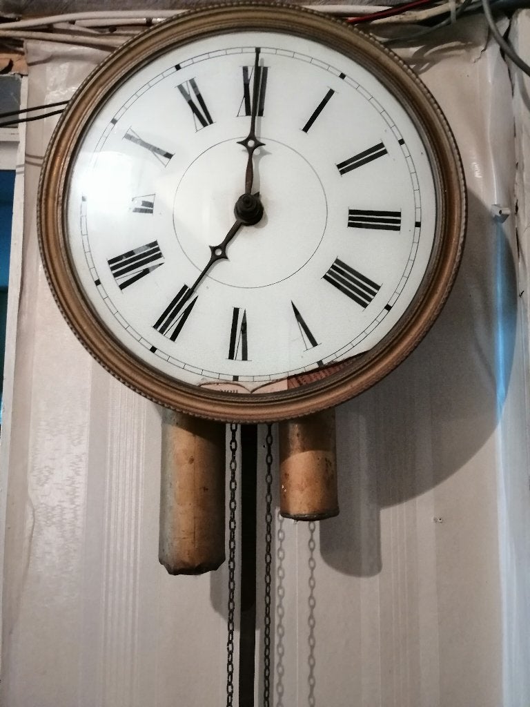 Horloge murale avec contrepoids +/- 1910, Maison & Meubles, Enlèvement, Utilisé, Analogique, Horloge murale