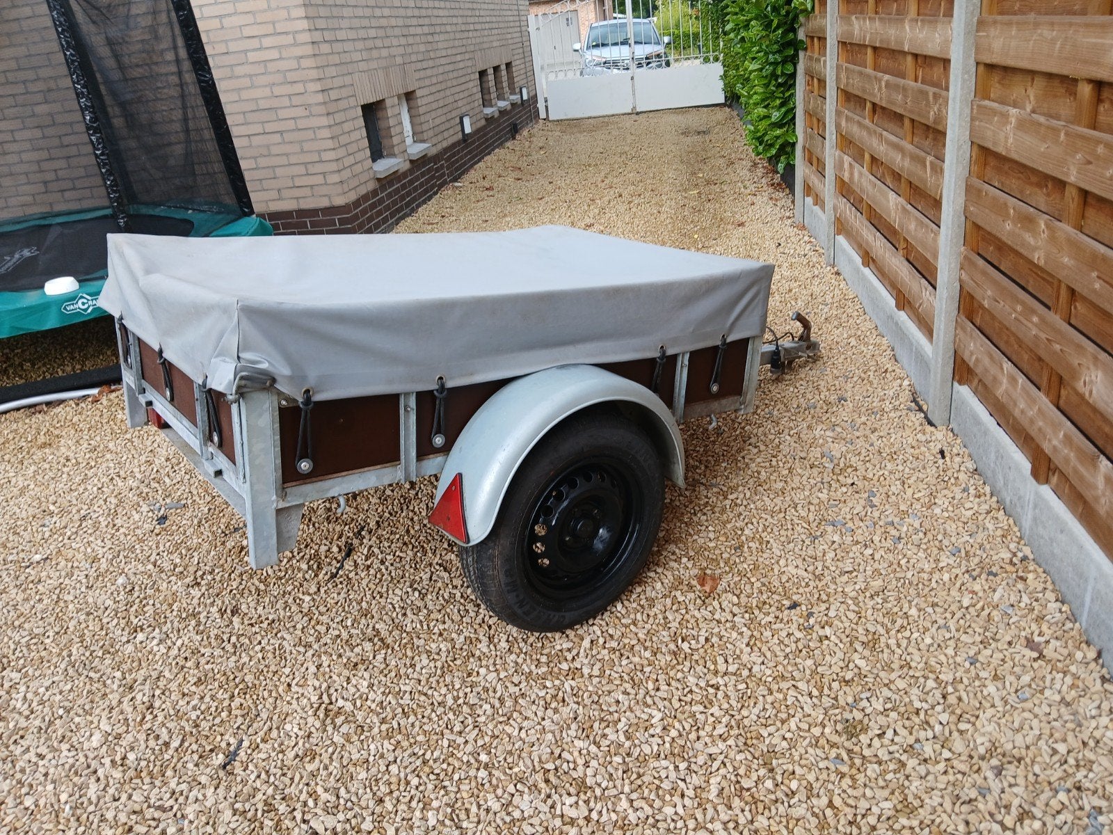 gegalavaniseerde aanhangwagen 150 x 100 cm met vlakzeil, Ophalen
