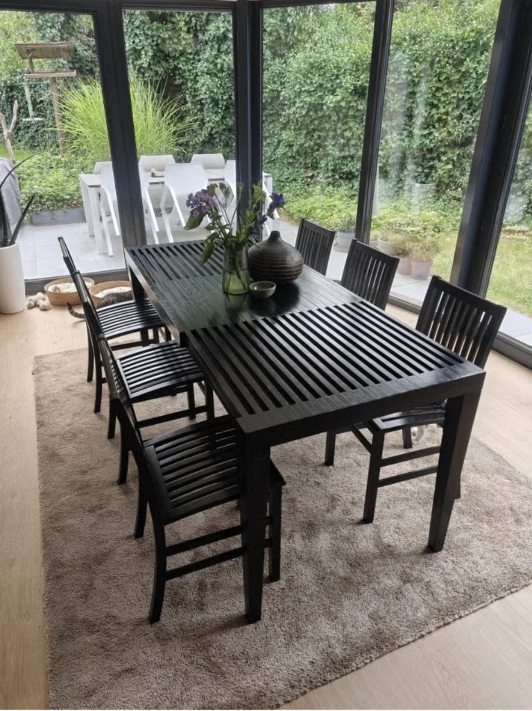 uitschuifbare tafel en 6 stoelen, Ophalen, Gebruikt, 50 tot 100 cm, Vijf personen of meer