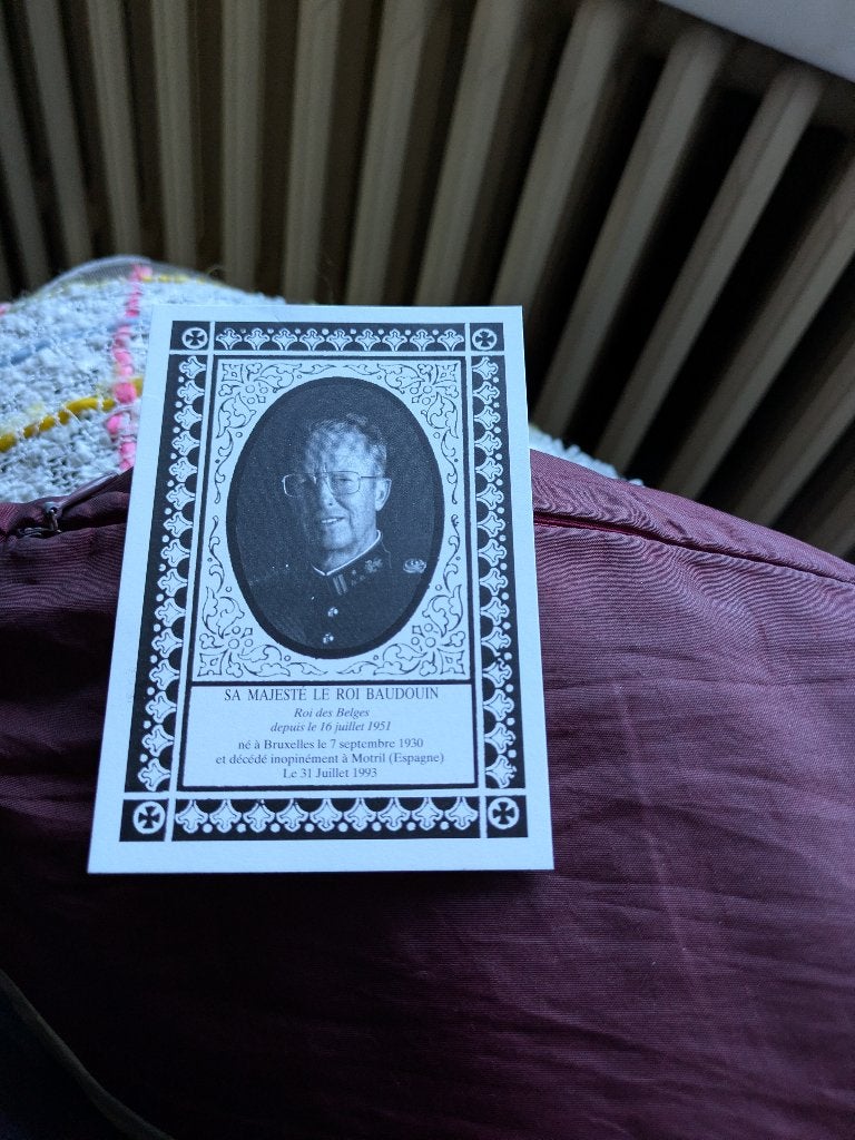 K.Boudewijn bidprentje, Verzamelen, Koningshuis en Royalty, Ophalen of Verzenden, Zo goed als nieuw, Kaart, Foto of Prent