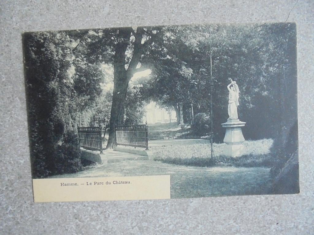 Beschreven Oude Postkaart Hamme Le parc du Chateau, Verzenden