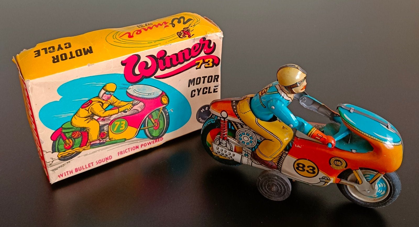 Oude Indische blikken motorfiets OMI., Ophalen of Verzenden