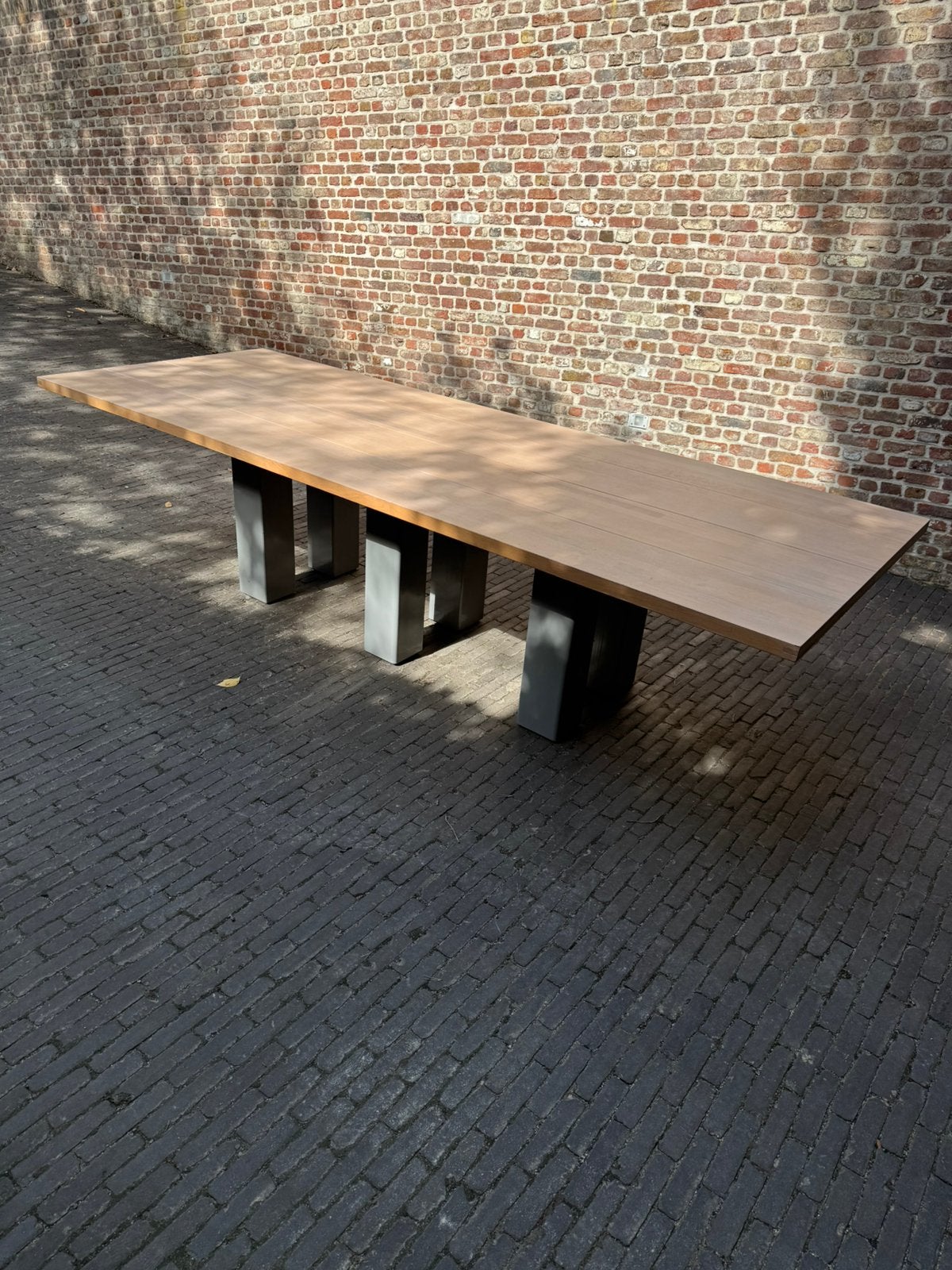 Massief eiken eettafel 280x104 - stalen onderstel - 10 pers, Huis en Inrichting, Ophalen, 100 tot 150 cm, Eikenhout, 200 cm of meer