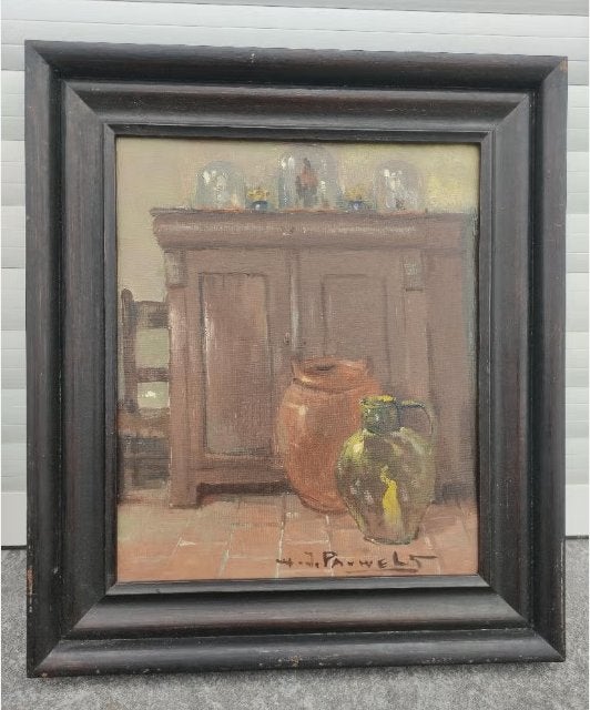huile sur toile signe joseph pauwels, Enlèvement ou Envoi, Toile