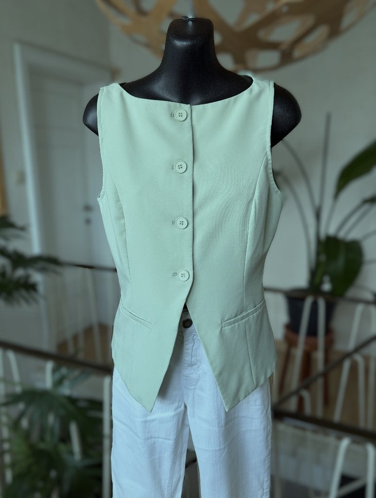 y2k - Cider colbertje, salie / lichtgroen, mt S, Kleding | Dames, Truien en Vesten, Ophalen of Verzenden, Maat 36 (S), Gedragen