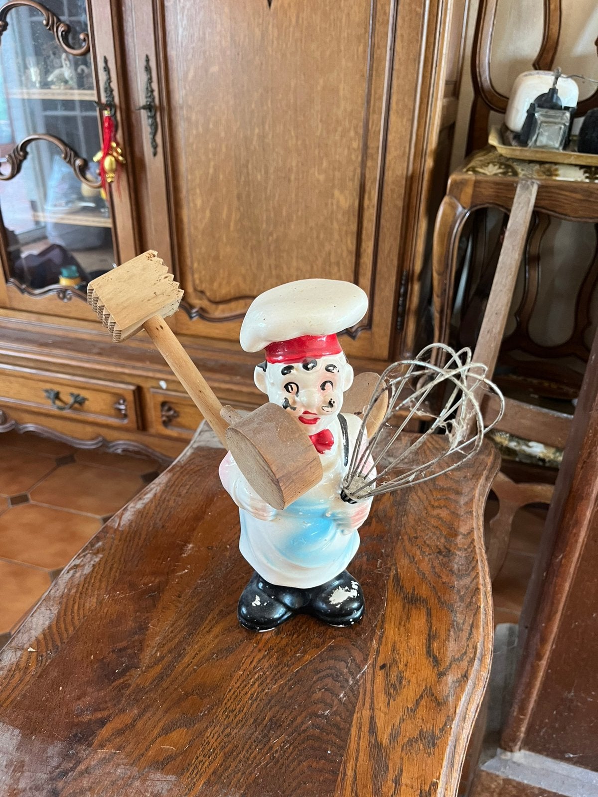 Porte-ustensiles de cuisine vintage - Chef cuisinier, Maison & Meubles, Autres types, Enlèvement, Utilisé, Bois