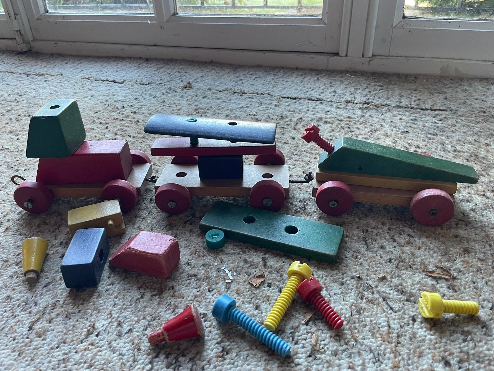 Vintage houten constructietrein jaren 70 van SIO Overijssel, Kinderen en Baby's, Ophalen of Verzenden, Gebruikt