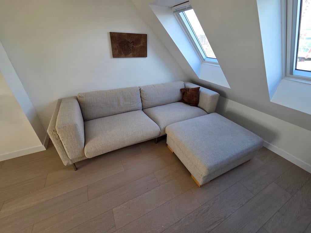 Zetel + voetbank IKEA, Huis en Inrichting, Ophalen, Gebruikt, 100 tot 125 cm, Driepersoons