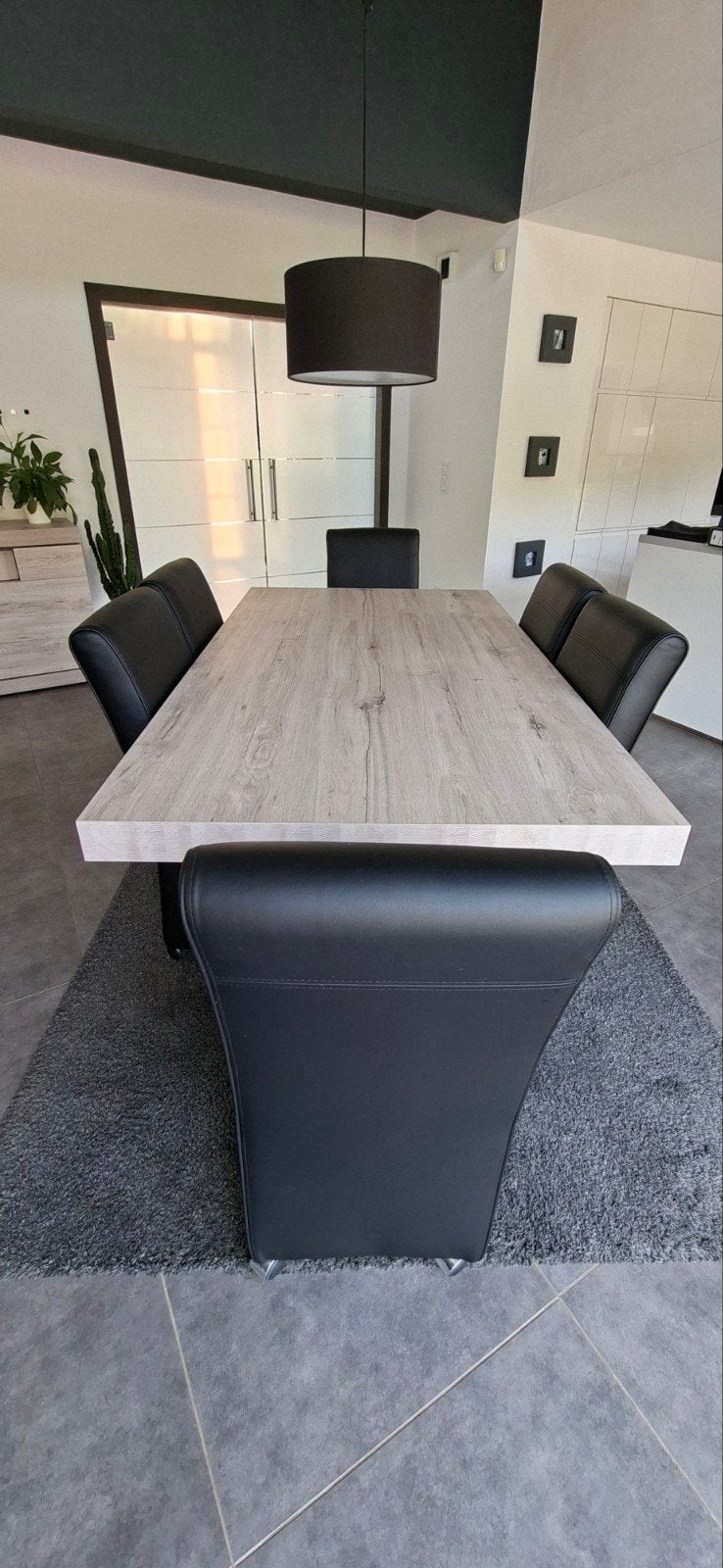 Lot de 6 chaises de salle à manger en simili cuir noir., Maison & Meubles, Salles à manger complètes, Enlèvement