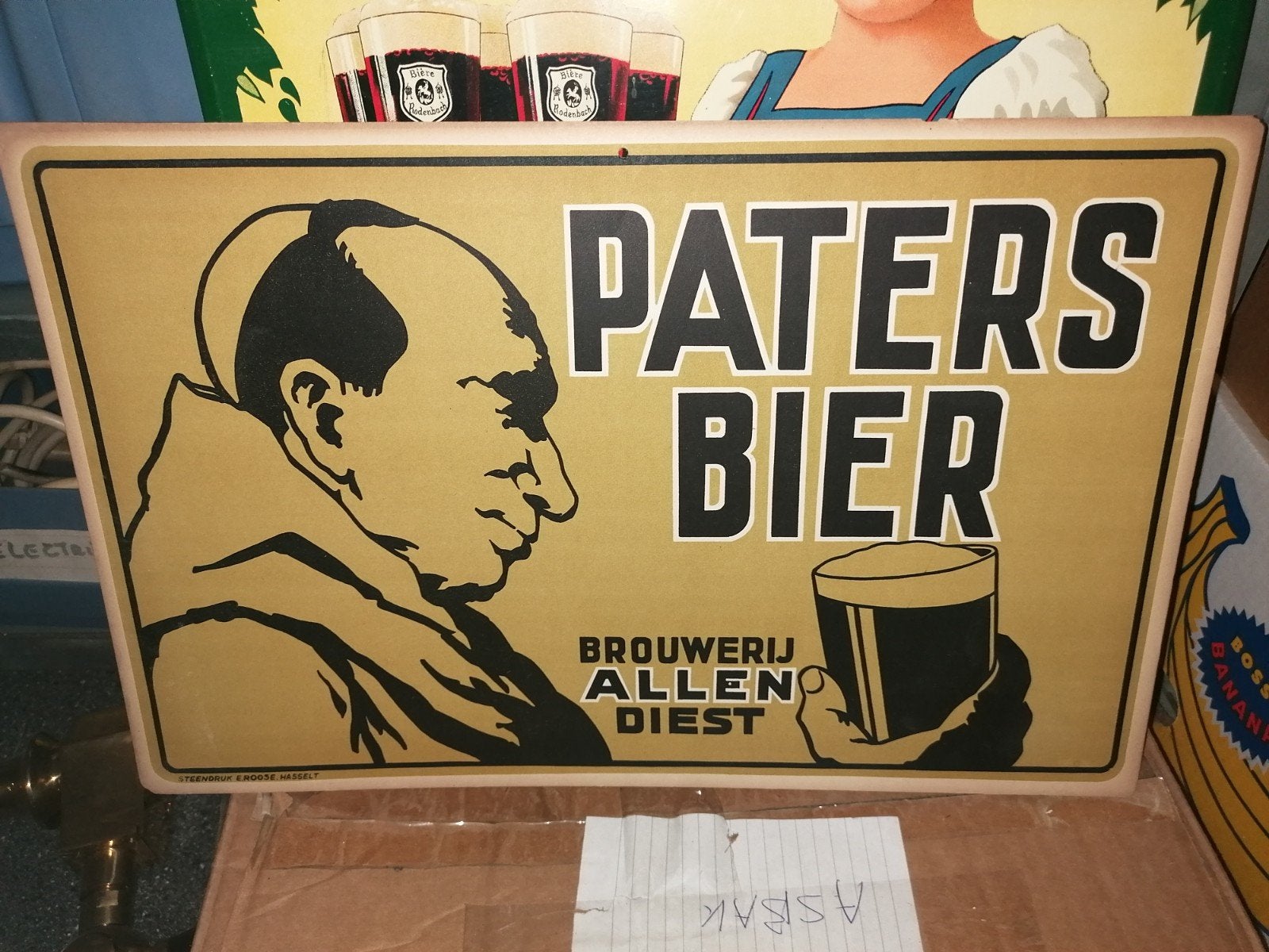 zeer oude reclame bord brouwerij allen Diest, Ophalen of Verzenden