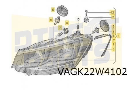 Volkswagen Caddy (1/21-) (2K) koplamp Rechts (halogeen) Orig, Neuf, -, Volkswagen, -