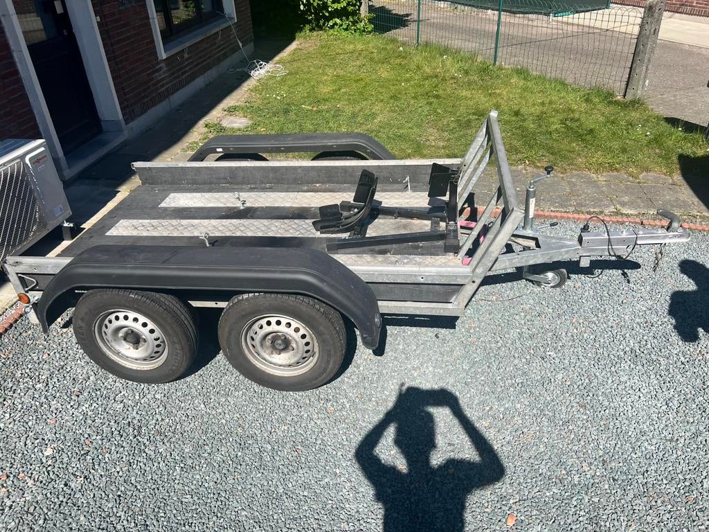 Remorque dubbelas ongeremd voor moto 750kg, Autos : Divers, Enlèvement, Utilisé