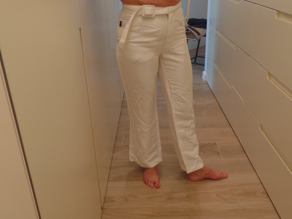 Witte linnen broek, Kleding | Dames, Broeken en Pantalons, Wit, Ophalen of Verzenden, Zo goed als nieuw, Maat 36 (S)