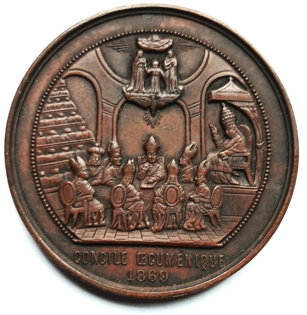 medaille 1869 1e vaticaans concilie pius IX, Postzegels en Munten, Ophalen of Verzenden, Brons