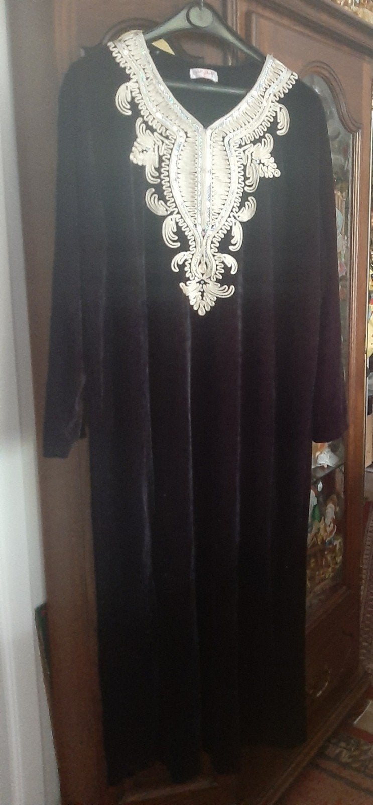 tapis à manches longues en farine marocaine XL noir avec den, Enlèvement, Noir