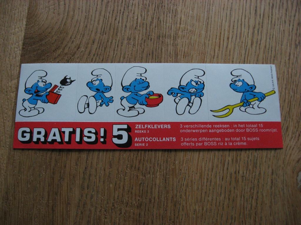 Boss Smurfen Peyo (3) Vintage Stickers, Verzamelen, Ophalen of Verzenden, Smurfen, Nieuw, Plaatje, Poster of Sticker