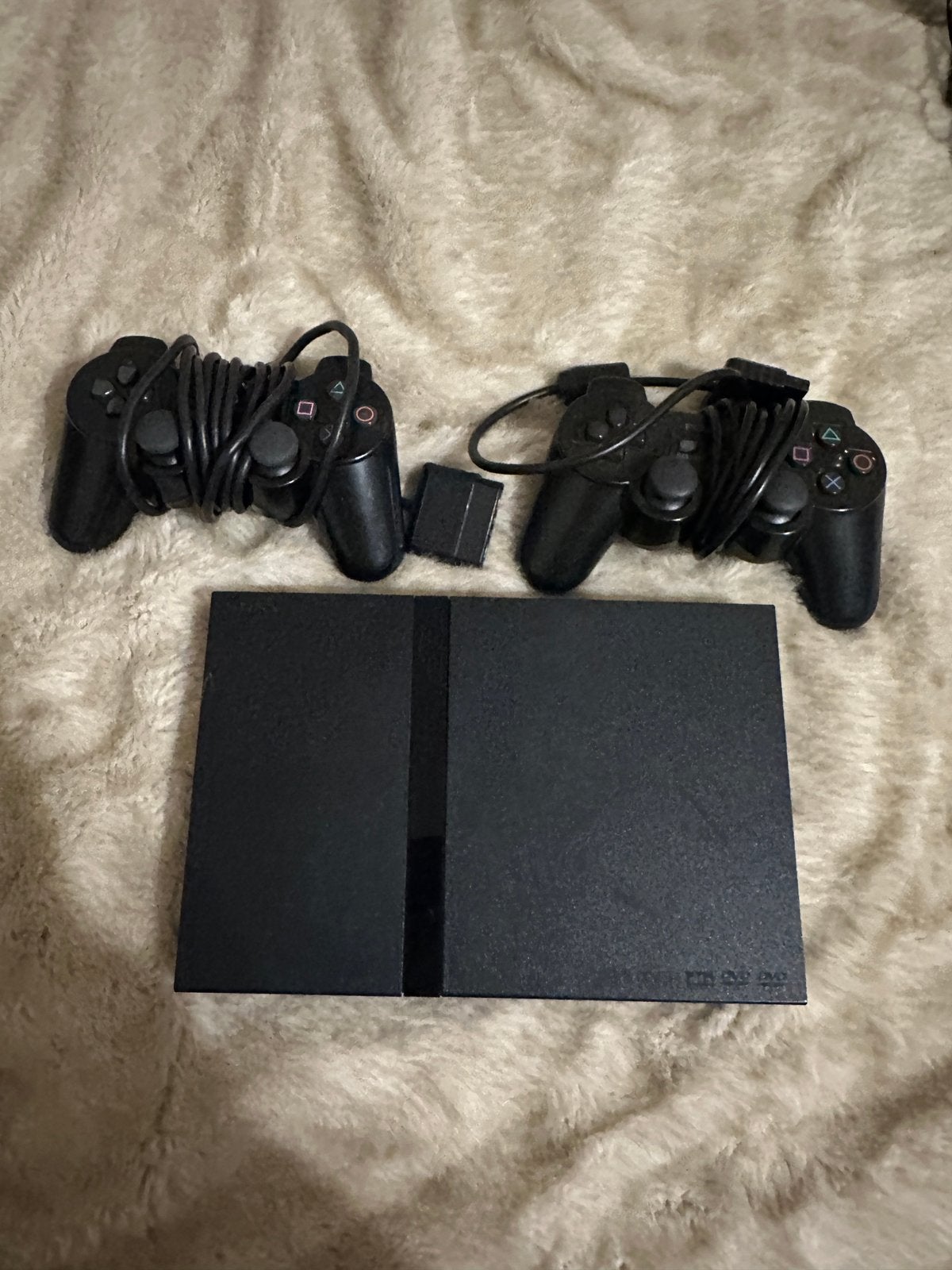 Playstation 2 slim, Gebruikt, Zwart, Met games, Met 2 controllers