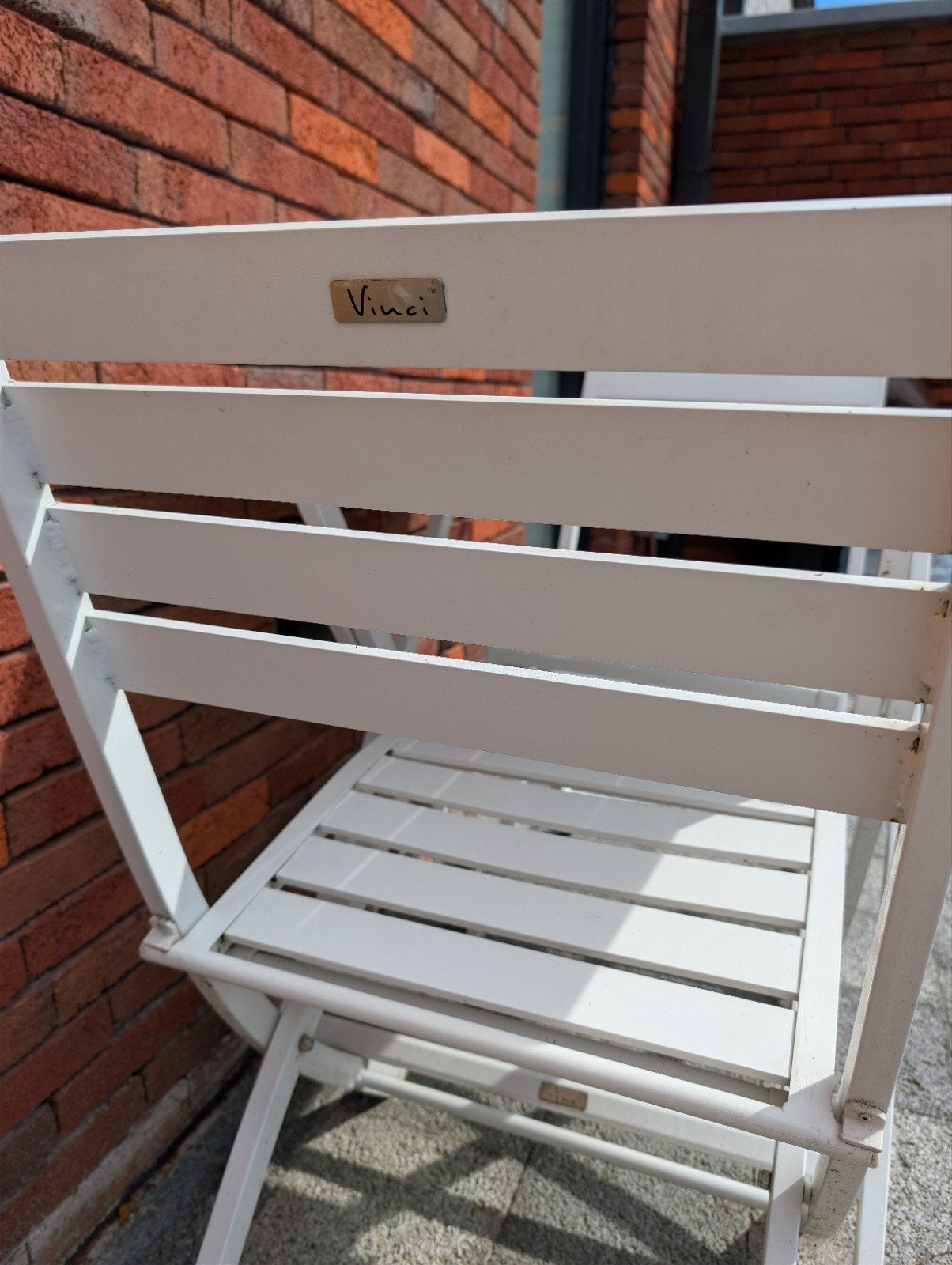 Terras tuin tafel en stoelen wit vinci, Ophalen, Zo goed als nieuw, Aluminium, Inklapbaar