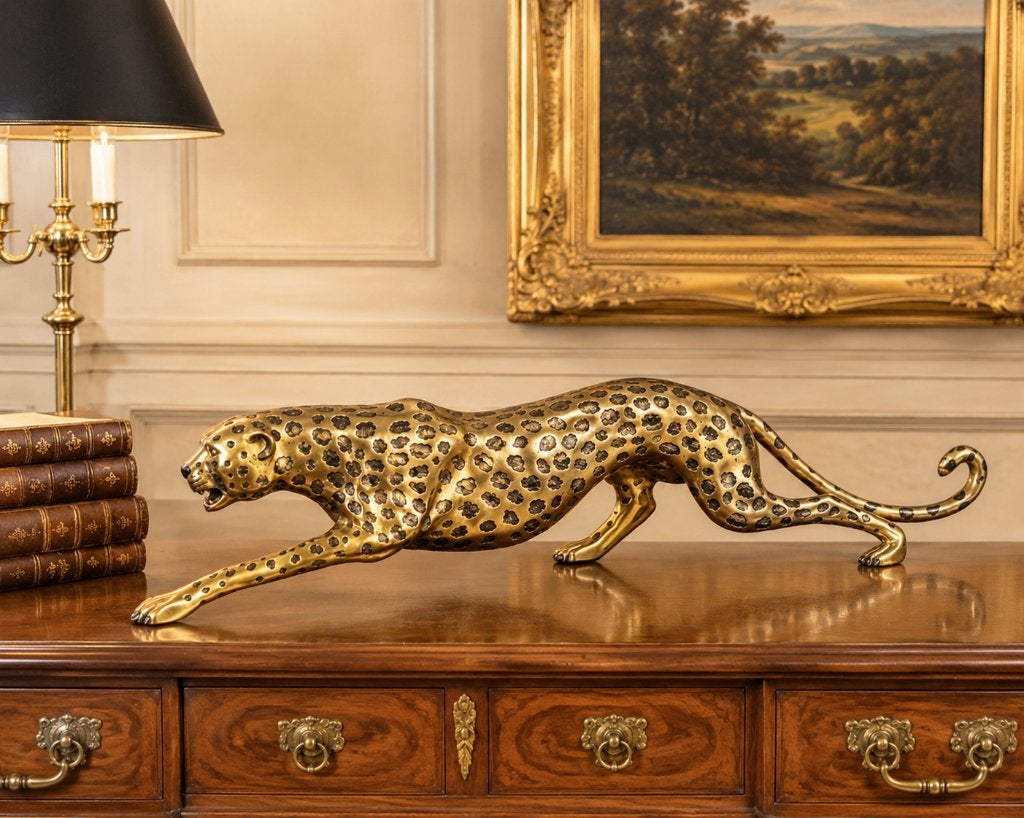 brons beeld van een cheetah, Overige onderwerpen, Brons, Beeld, Europa