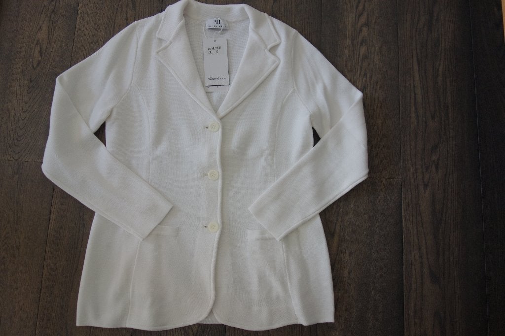 Gilet coton style blazer blanc "PETER HAHN", Kleding | Dames, P. HAHN, Verzenden, Nieuw, Wit