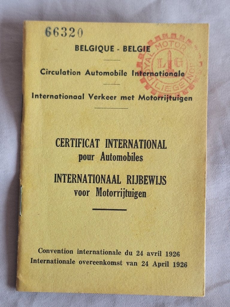 Ancien certificat international pour automobiles 1955, Collections, Enlèvement ou Envoi, Autres, Autres types