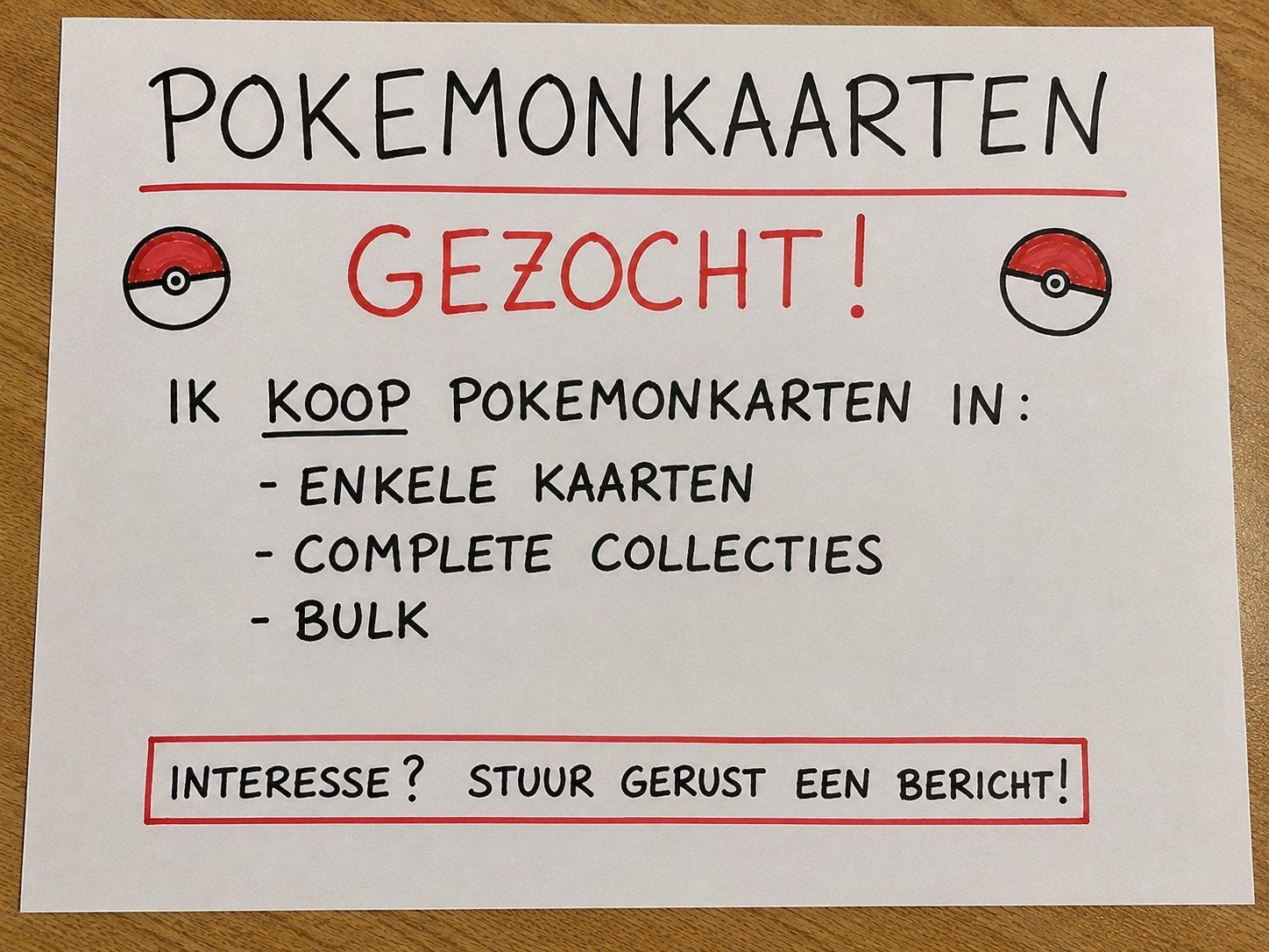 GEZOCHT: Pokémonkaarten & collecties, Ophalen