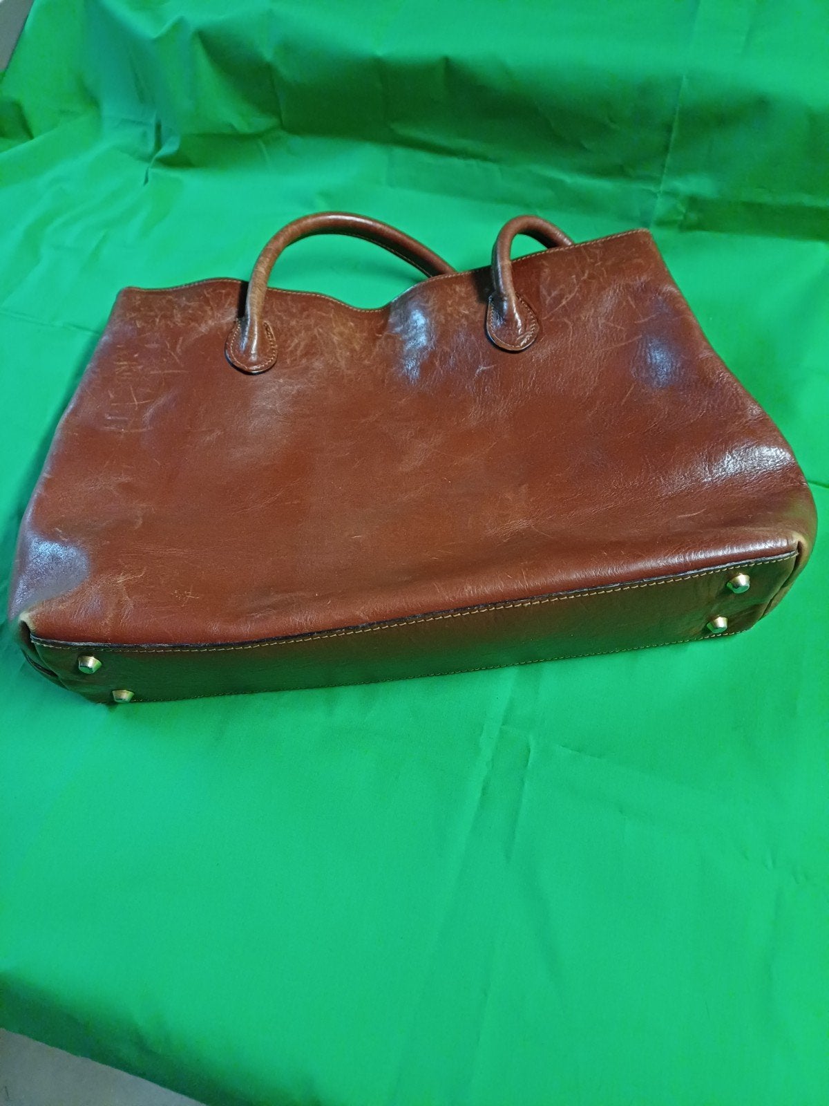 Italiaanse lederen handtas, Handtassen en Accessoires, Tassen | Damestassen, Ophalen of Verzenden, Gebruikt, Bruin, Handtas