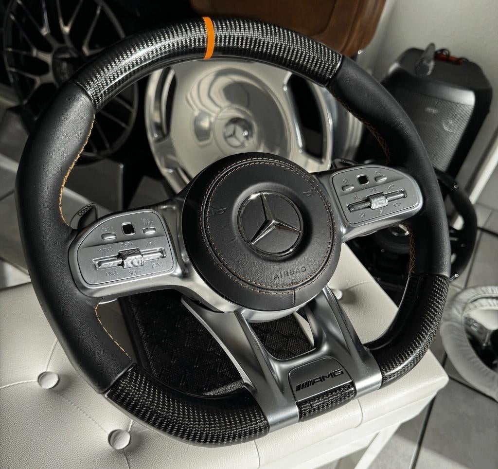 Mercedes stuur bruin leer carbon stuur AMG upgrade, Ophalen of Verzenden, Nieuw, Mercedes-Benz