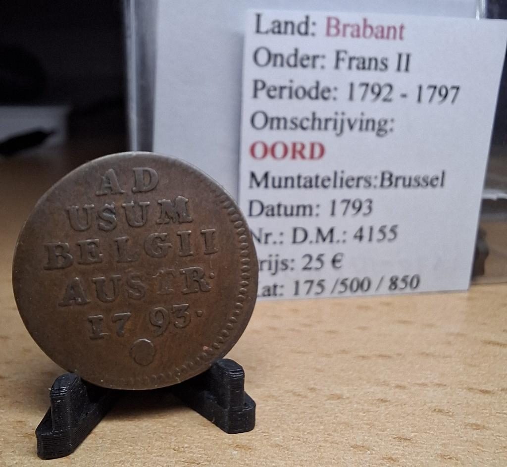 Oord - 1793 - Brussel - Frans II - @25€, Postzegels en Munten, Munten | België, Verzenden, Overig, Losse munt