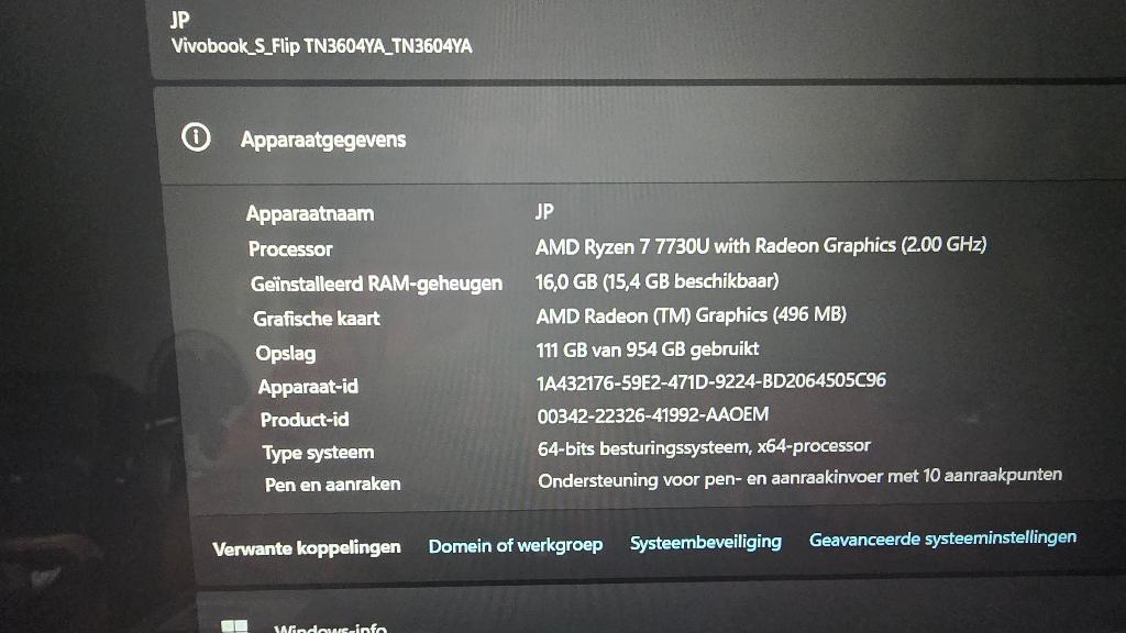 LAPTOP ASUS VIVOBOOK S FLIP_ TN3604YA, Ryzen 7, Asus, Reconditionné, Avec écran tactile