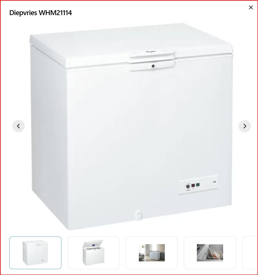 Whirlpool Diepvries WHM21114, Elektronische apparatuur, Vriezers en Diepvrieskisten, Ophalen, Zo goed als nieuw, Vrijstaand