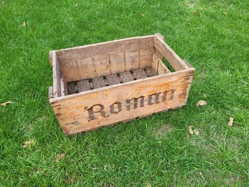 Prachtige Vintage Houten Bierkrat Roman, Verzamelen, Ophalen