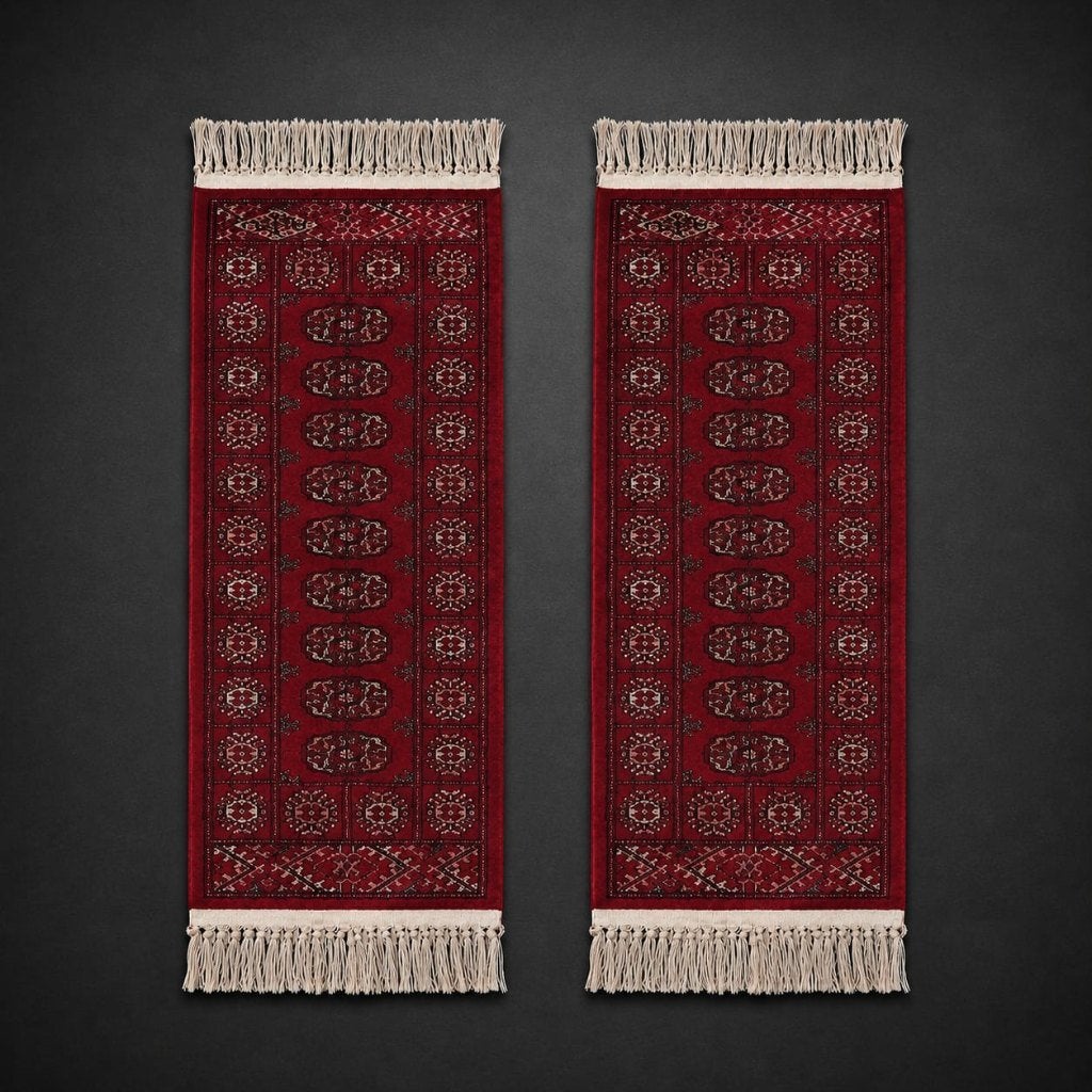 Paire de tapis de couloir rouge profond style Boukhara., Antiquités & Art, Tapis & Textile, Enlèvement
