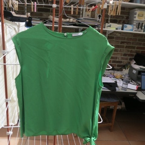 Blouse zijde groen Marella mt 42 (it 46), Enlèvement ou Envoi, Vert, Marella, Taille 42/44 (L)