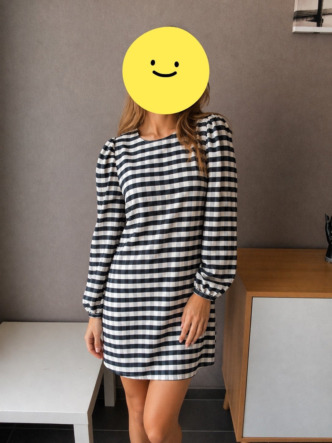 moderne ruitjes jurk met pofmouw h&m xl, Kleding | Dames, Jurken, Ophalen of Verzenden