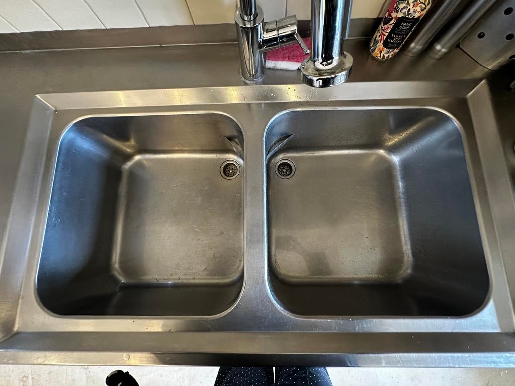 Dubbele inox spoelbak van Franke, inclusief kraan, Huis en Inrichting, Ophalen, Zo goed als nieuw