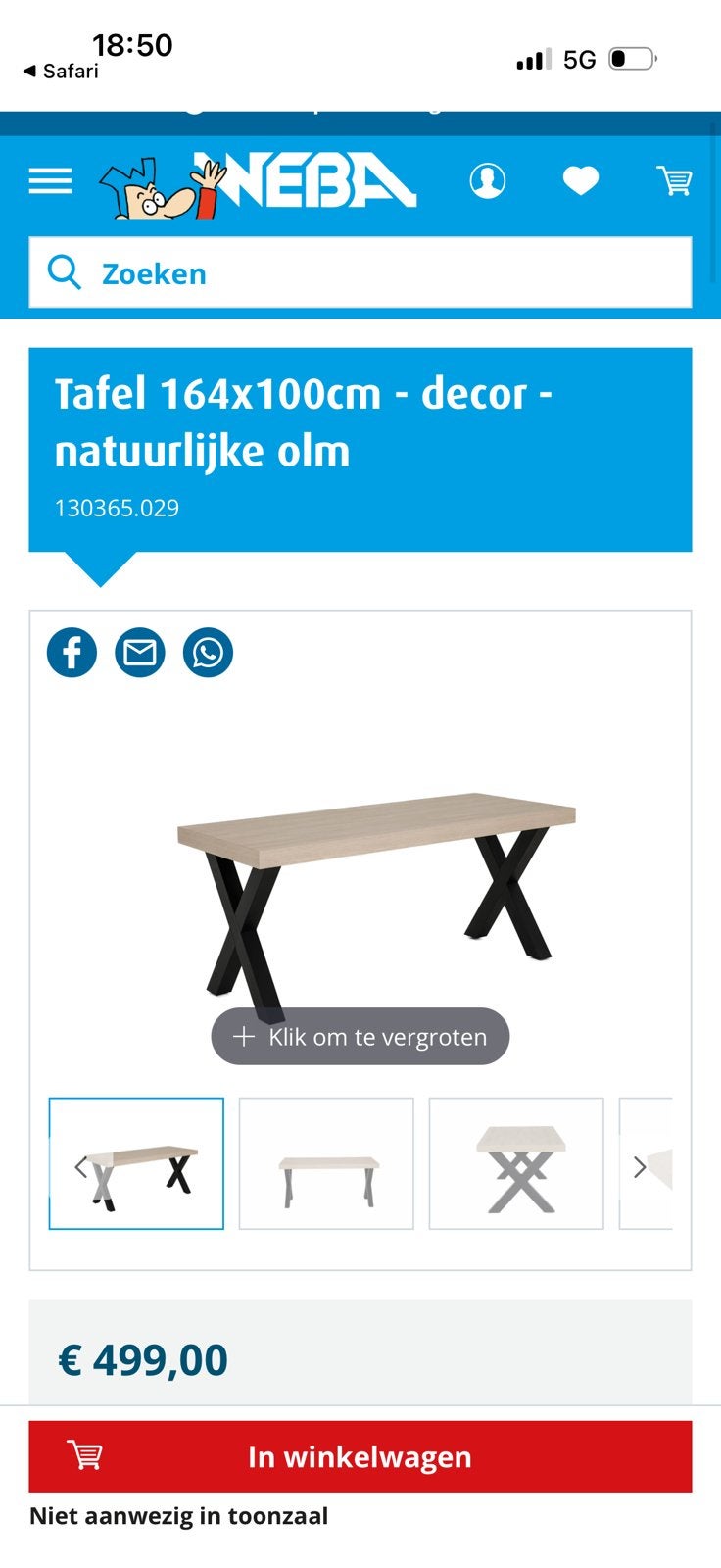 Weba meubelen - natuurlijke olm, Ophalen, Zo goed als nieuw