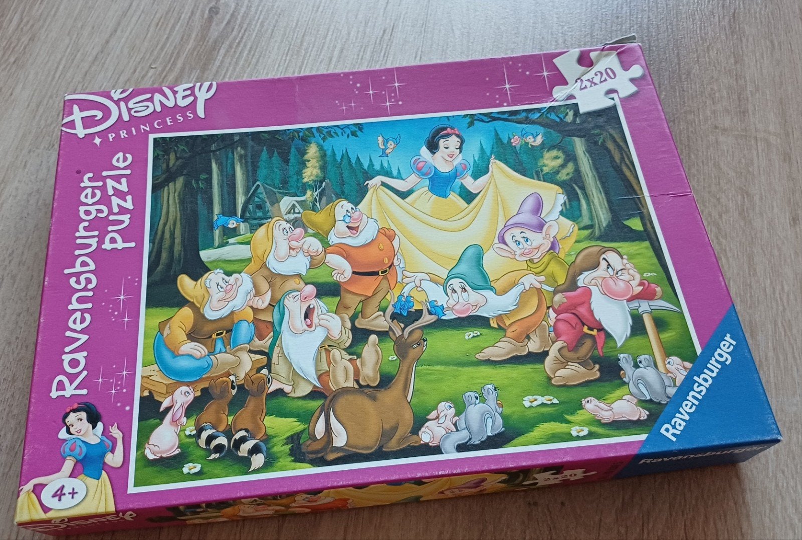 Puzzle 2x20 pièces Blanche neige, Enlèvement ou Envoi, 10 à 50 pièces, Utilisé, 4 à 6 ans