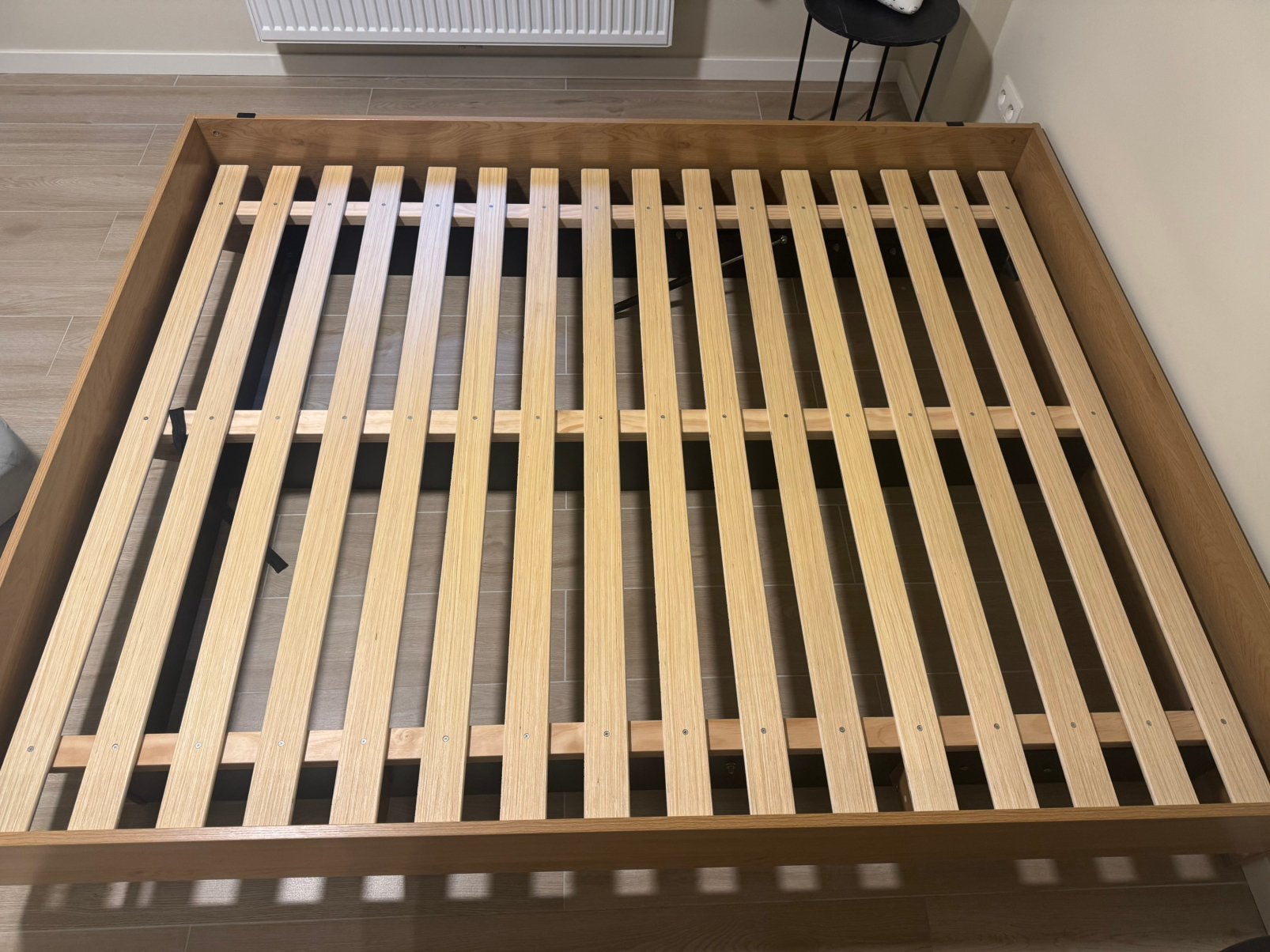 Houten bedframe met opbergruimte - 160 x 200 cm, Huis en Inrichting, Ophalen, Zo goed als nieuw, 200 cm, 160 cm