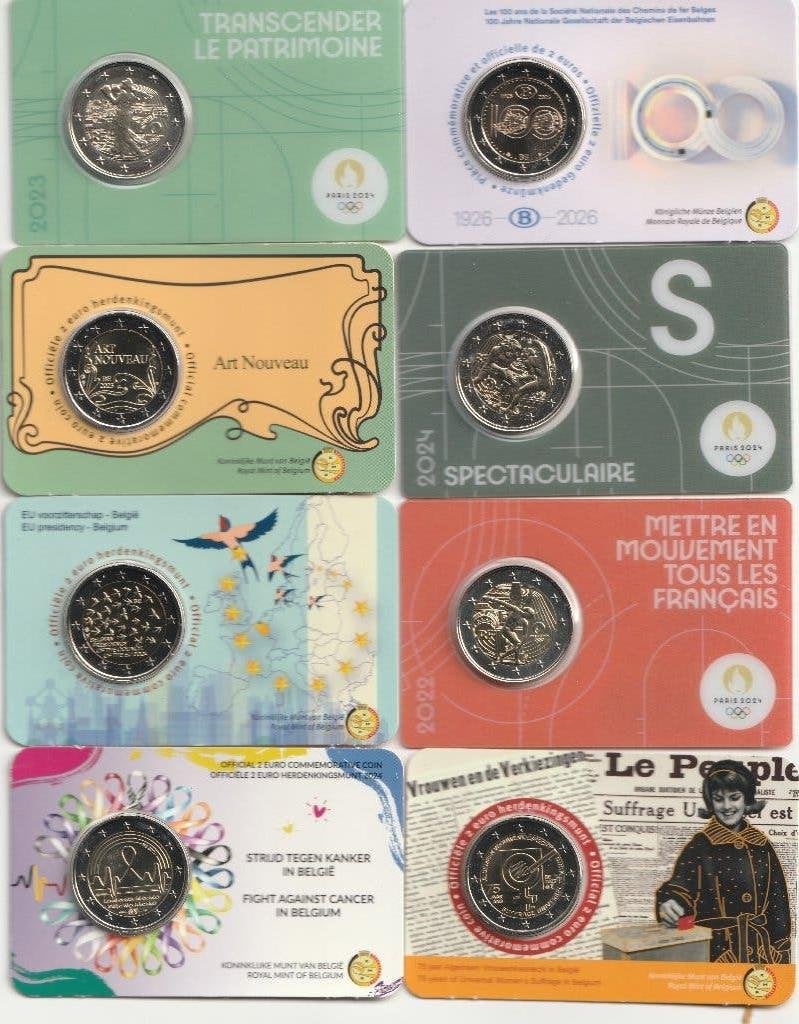 8 verschillende coinkaart, Ophalen of Verzenden, Frankrijk, 2 euro