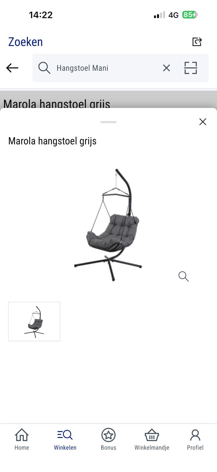 Hangstoel, Tuin en Terras, Ophalen, Nieuw, Eenpersoons, Binnen