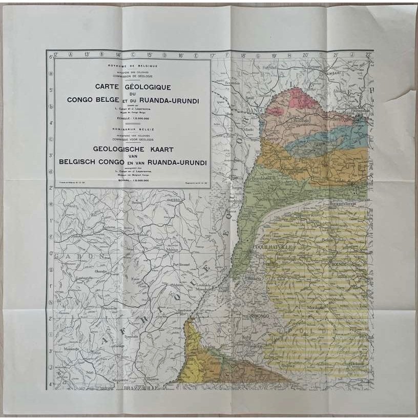 Congo Belge et Ruanda-Urundi, carte géologique., Verzamelen, Postkaarten | Buitenland, Ophalen of Verzenden