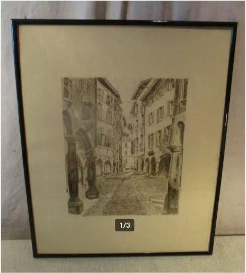 Mooi Oude Tekening 'Steegje in Antwerpen' - Delbaere, Ophalen of Verzenden