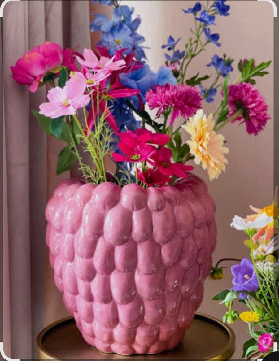 Nieuwe vaas ' framboise ', Huis en Inrichting, Woonaccessoires | Vazen, Ophalen, Nieuw, Overige materialen, Minder dan 50 cm