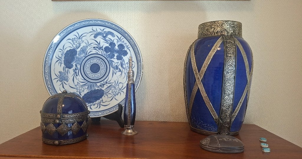 Oosterse decoratie, Ophalen, Blauw, Nieuw, Met deksel