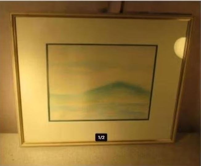 Mooi Modern Aquarel 'Mysterieuze Golf' - Rita Toelen, Landschap, Achter glas, Aquarel, Papier/karton