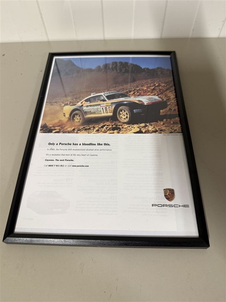 Porsche 959 Paris Dakar Rally Magazine Advert Poster Man Cav, Collections, Enlèvement ou Envoi, Neuf