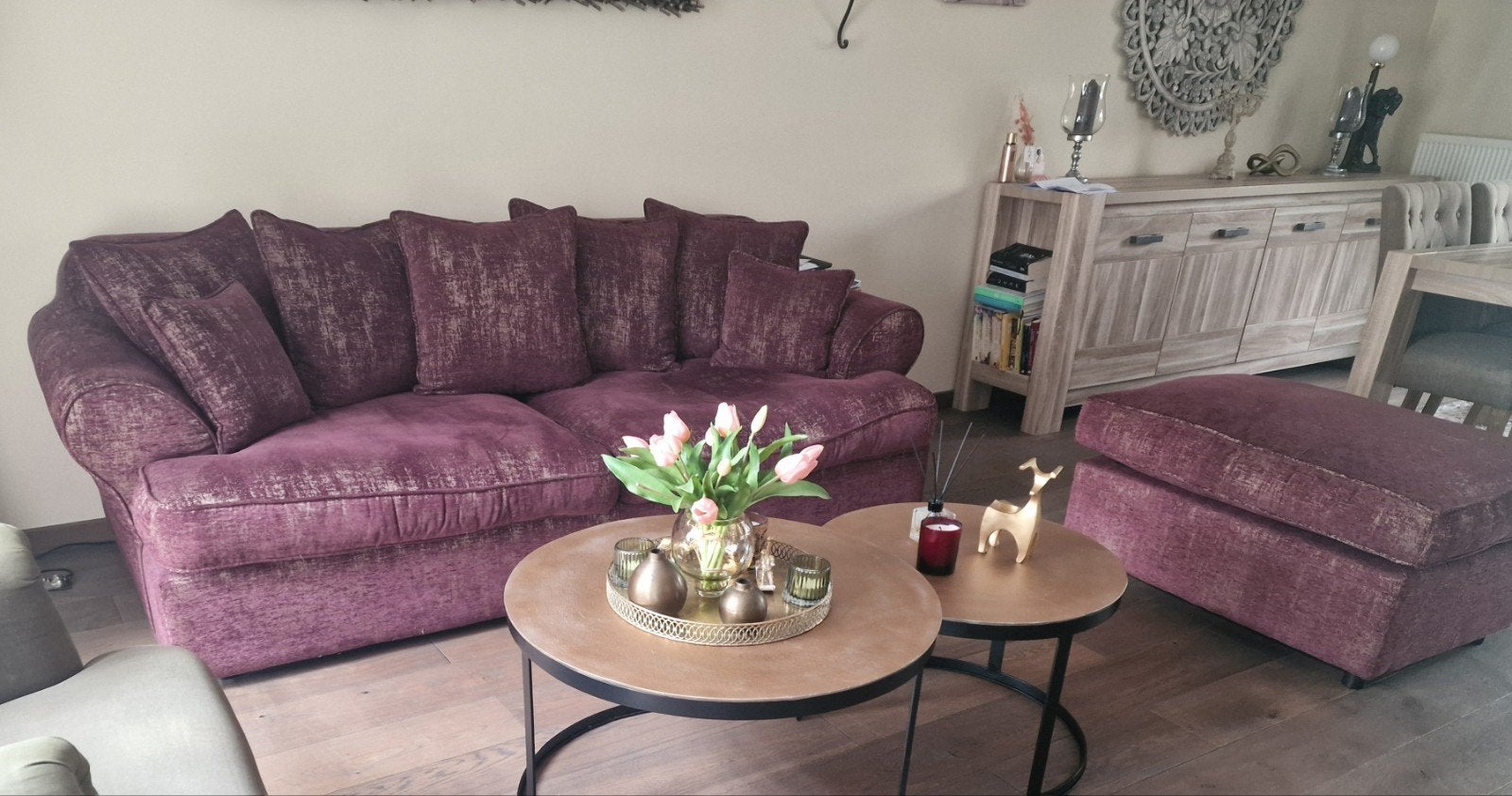 3.5 personen zetel met poef, Ophalen