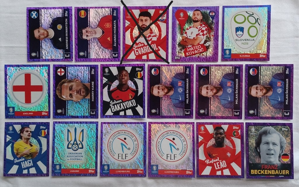 Autocollants Euro 2024 avec bordure violette, Enlèvement ou Envoi, Comme neuf, Plusieurs autocollants